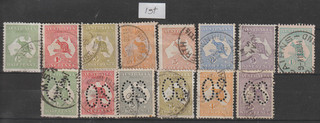 Range of 1913 1st WMK Kangaroos with some perf OS Used.