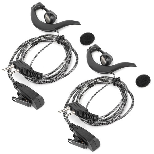 _2Pcs Earphone Ear Hook Headset 2 Way Radio 2Pin K Type W/PTT Microphone - Photo 13/16