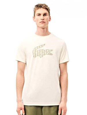 Lacoste Mens Ultra Dry Pique Beige T-Shirt Croc Tennis Sport Lapland - Size 4XL