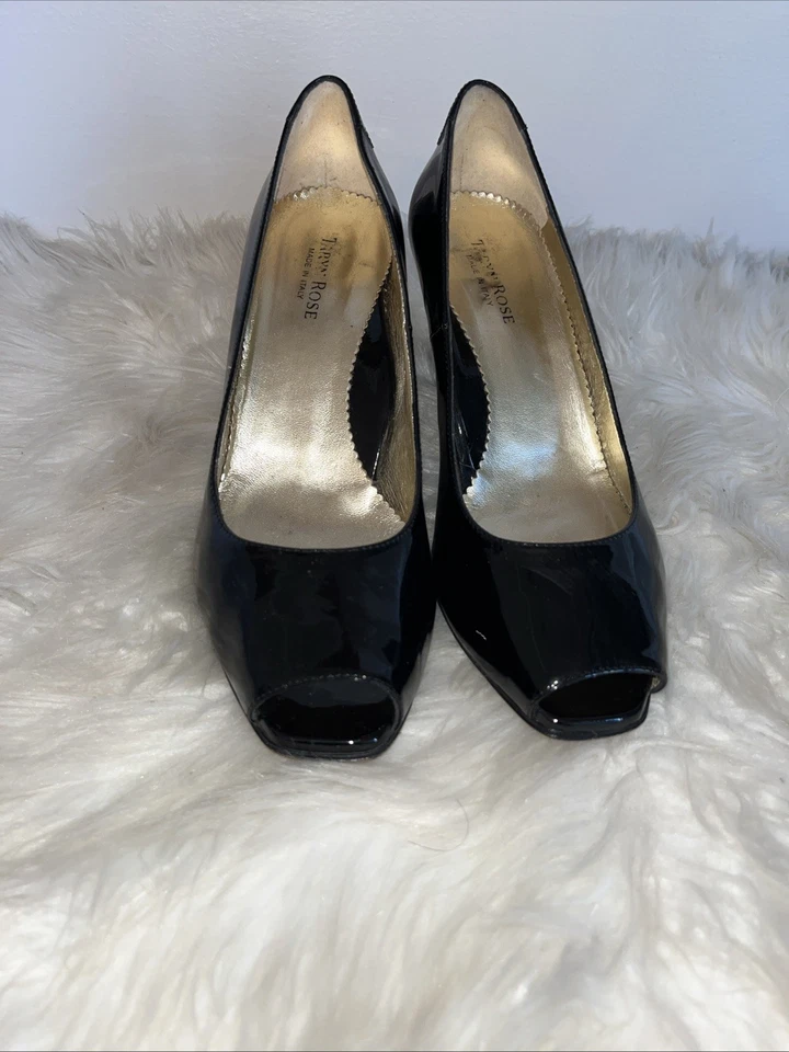 Zapatos de tacón Taryn Rose para mujer de cuero negro talla 10 M Italia diseñador clásicos Foto 4 de 4