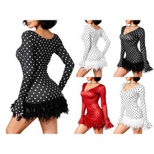 Women Mini Dress Party Gown Short Chic Vacation Decorated Polka‑Dot Travel Club