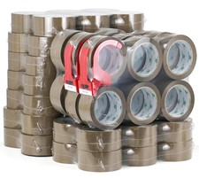 72Rolls Brown Packing Tape with Dispenser, Bulk Box Packing Tape Rolls for Pa...