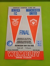 1968 European Cup Final Football Programme. Benfica V Man Utd 29.5.1968 @Wembley