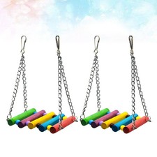 2 Pcs Bird Swing Stand Parrot Colorful Cotton Rope Climbing Hanging