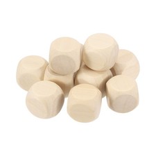 20mm Blank Wooden Dice, 10 Pack Unfinished Wood Cube Blocks, Beige