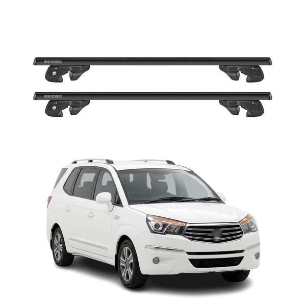 DachträGer GrundtäGer FüR Ssangyong Rodius I 2004-2012 Alu 90Kg TÜV Schwarz 2Tlg-image