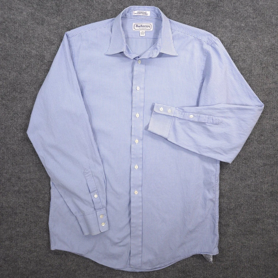 Camisa de vestir vintage Burberrys of London para hombre 16-34 azul blanco a cuadros hecha en EE. UU. Foto 2 de 4