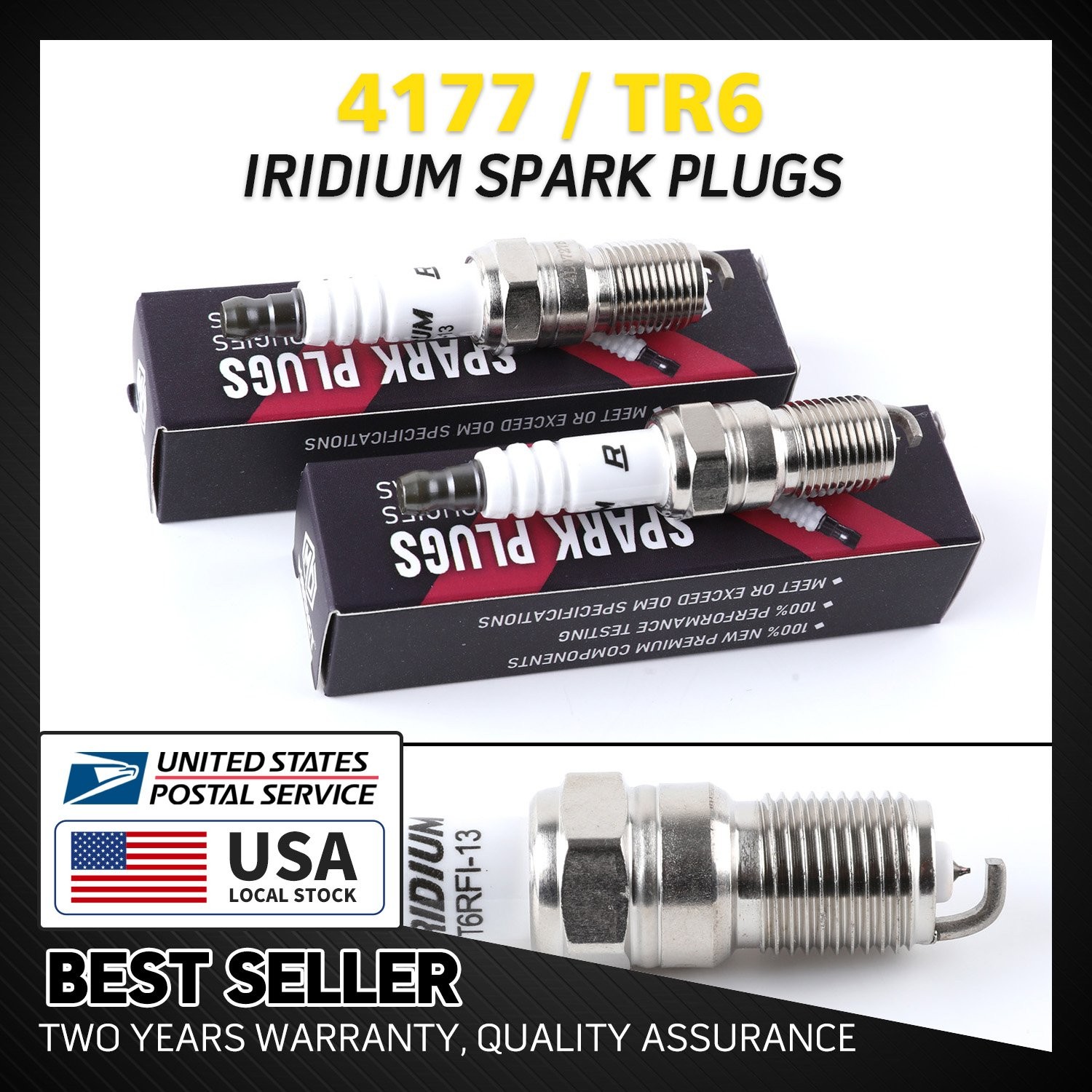 Set of 4 High-quality Upgrade Resistor Iridium Spark Plugs For NGK #4177  TR6
