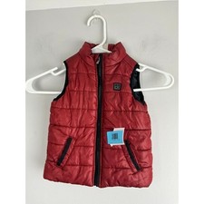 Kids Calvin Klein Red Puffer Vest Black Trim Full Zip Logo Patch Size Toddler