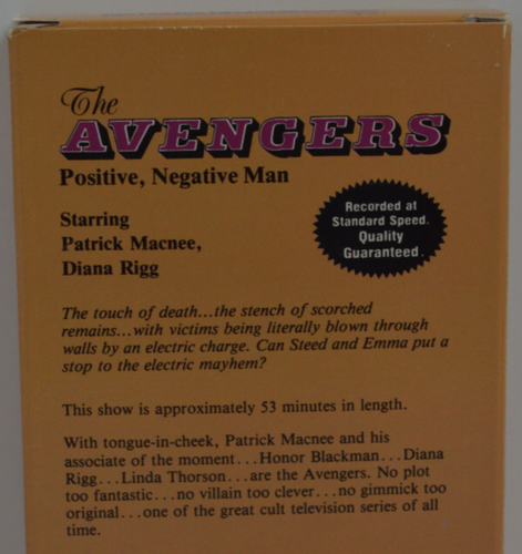 The Avengers Positive Negative Man VHS 1987 Hollywood Select Video HSV 1614 - Picture 3 of 5