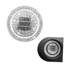 2PCS Bling Crystal Rhinestone Car Engine Start Stop Button Cover, Universal