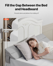 Bed Wedge Pillow for Headboard 60"x10"x6" Bed Gap Filler Fill 0-7" Gap