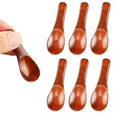 6 Pcs Small Wooden Spoons 2.36In Mini Spoon for Salt Spice Jars Ice Cream Honey