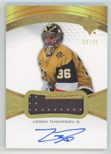 2021-22 UD Ultimate Debut Threads Gold auto patch 58/99 Logan Thompson  Vegas