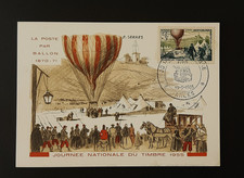 CARTE POSTALE MAXIMUM-JOURNEE NLE DU TIMBRE 1955 LA POSTE PAR BALLON ARLES - 13