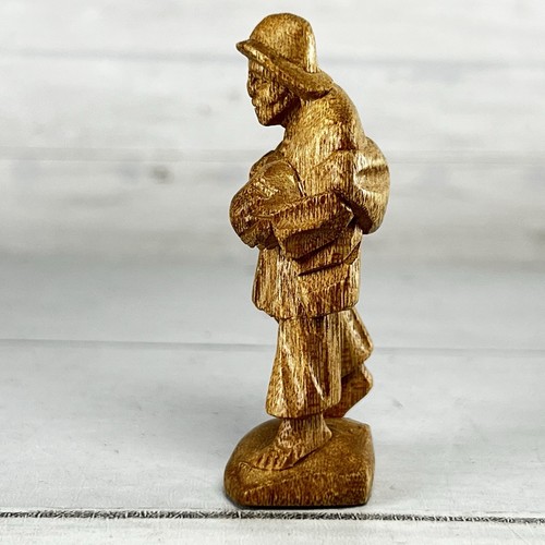 Vtg Carved Wood Traveling Man Folk Art Statue Figure Wooden Traveler Wooden - Picture 4 of 7