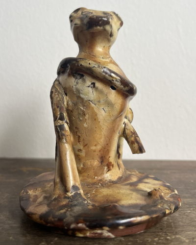 Antique Redware Monkey Lid European French 1850s Folk Art Ceramics Pottery - Picture 10 of 24