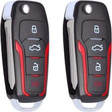 Key Fob Replacement 2 Pack Keyless Entry Car Key for Mustang Explorer Red side