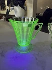 Depression Glass Green Block Optic Cream And Sugar Bowl