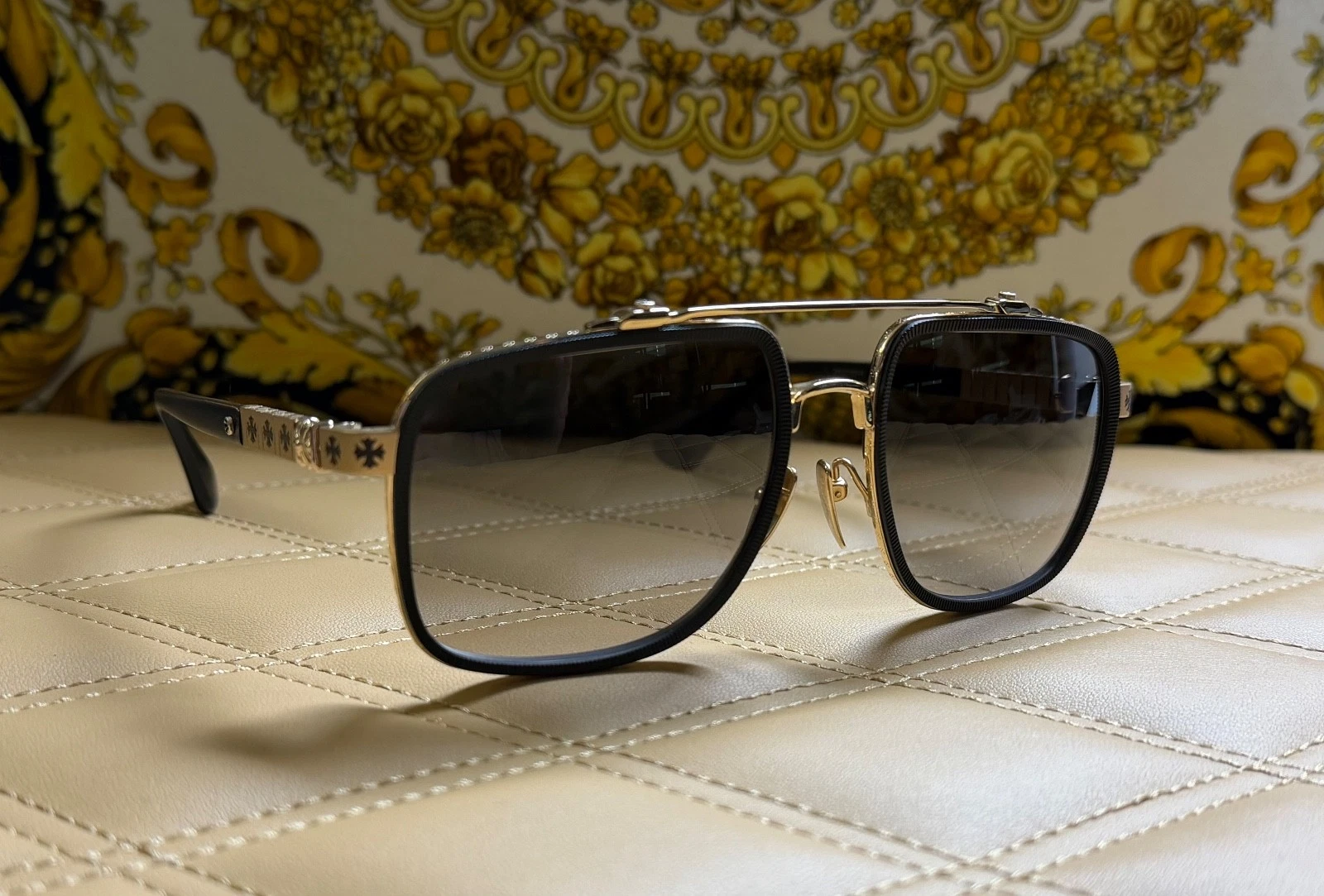 Chrome Hearts Hardman Sunglasses MBK/GP-MBK-P 57[]19-140 Rare collectible pair