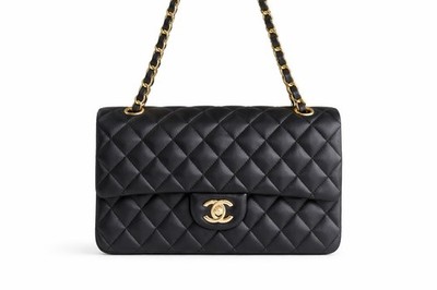  (MINT)  Authentic Vintage Chanel Lambskin BLACK Medium Double flap OFFERS