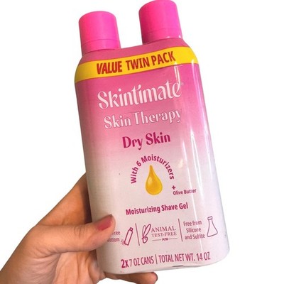 Skintimate Skin Therapy Dry Skin Moisturizing Shave Gel Twin Pack 14oz Pink