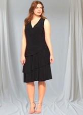 Luxe by Carmen Marc Valvo Navy Sleeveless Sz 18 W Tiered Knee Length Dress NWT