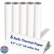 6 Rolls Thermal Paper 8.5 X 11 Inch, US Letter Paper Roll for M08f M832 Porta