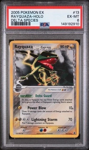 2005 POKEMON EX DELTA SPECIES #13 RAYQUAZA-HOLO DELTA SPECIES PSA 6