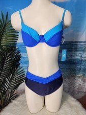 NWT Cupshe Two Piece Bikini Size Small Colorblock Blue Colors Underwire