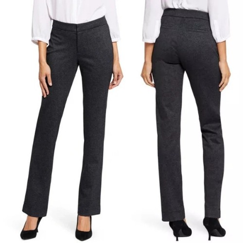 NYDJ Lift Tuck Slim Ponte Herringbone Straight Leg Dress Pants Black Sz 12 NWT