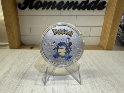 Pokemon Blastoise Collectible Coin Silver Metal Medallion Pokemon TCG