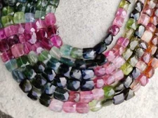 Multi Tourmaline Faceted Chewing Gum Shape Beads