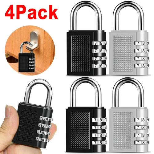 4/2Pack 4 Digit Safe Combination Lock Padlock for School Gym Locker Weatherproof