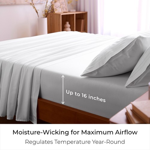 Mellanni 4-Piece Bed Sheet Set- Deep Pocket, Wrinkle, Stain Resistant Microfiber - Picture 124 of 193