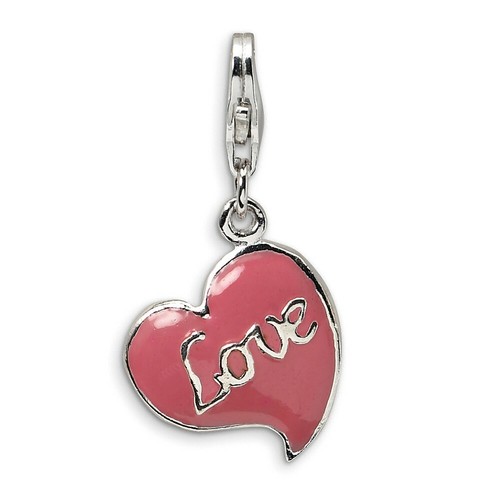 Rose Coupe Diamant Coeur Pendentif Breloque, 925 Argent Handmade