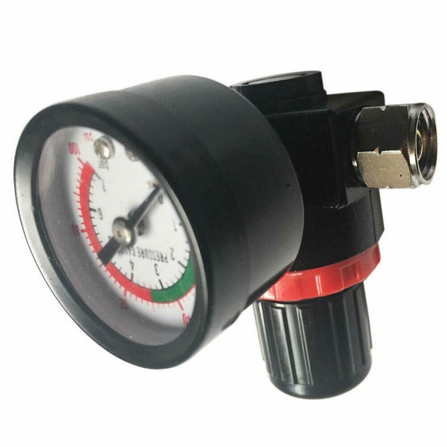 HVLP Spray Gun Air Regulator Pressure Gauge Diaphragm Control Silver