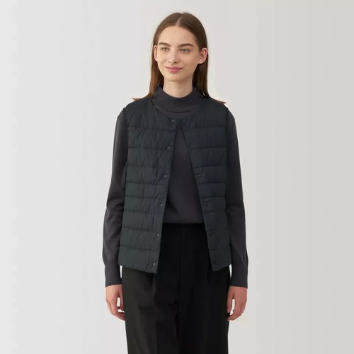 MUJI Collarless Down Vest XS-XXL Packable Lightweight Anti-Static Women NWT - Picture 21 of 33