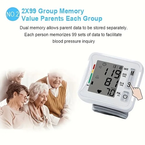 Digital LCD Wrist Blood Pressure & Pulse Monitor – Automatic, 4-User Memory, Ac - Picture 5 of 7