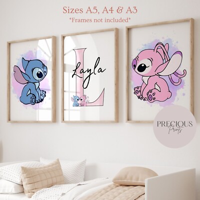 Pink Lilo And Stitch Nursery Set Of Personalised Lilo Angel Stitch