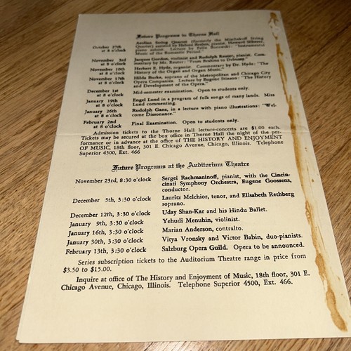 1937 LILIAN KNOWLES, CONTALTO-Programm, CHICAGO - NORTHWESTERN UNIVERSITY - Bild 5 von 5