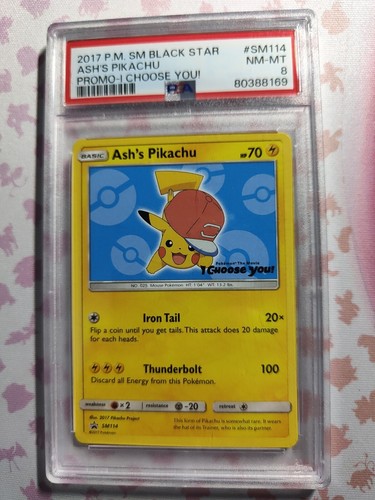 2017 PSA 8 Pokemon SM114 BLACK STAR ASH'S PIKACHU PROMO- I CHOOSE YOU ! - Bild 3 von 5