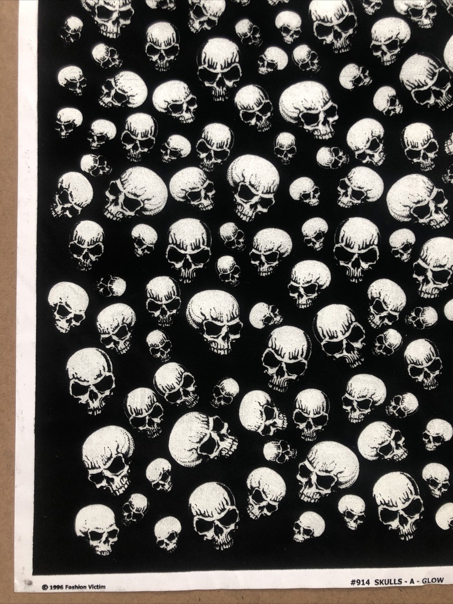 Vintage Blacklight Poster Skulls Glow Psychedelic Skelton
