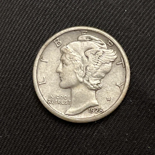 1928 Mercury Dime - XF/AU- 90% Silver Winged Liberty 10C B10