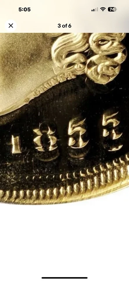 ER088 Rare Mint Error Broken Collar-Finned Rim,S.S. Central America Shipwreck. - Image 3 of 4