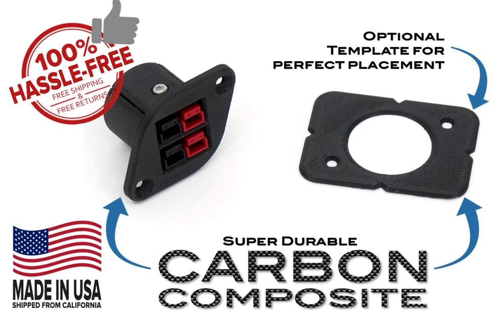 Dual Port Carbon Composite Panel Mount Adapter for Anderson Powerpole PP15/30/45 - Image 2 of 4