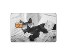 Funny Chill Cat Money Credit / Debit Card Skin Cover Decal Sticker *SMALL CHIP