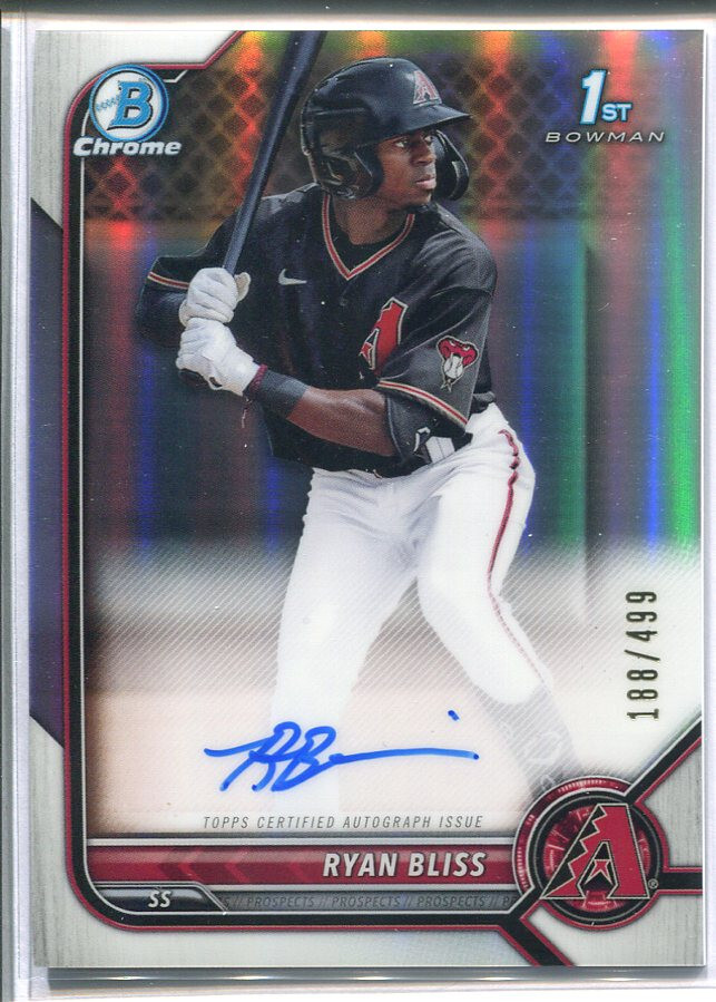 2022 BOWMAN CHROME 1ST RC RYAN BLISS REFRACTOR AUTO AUTOGRAPH /499