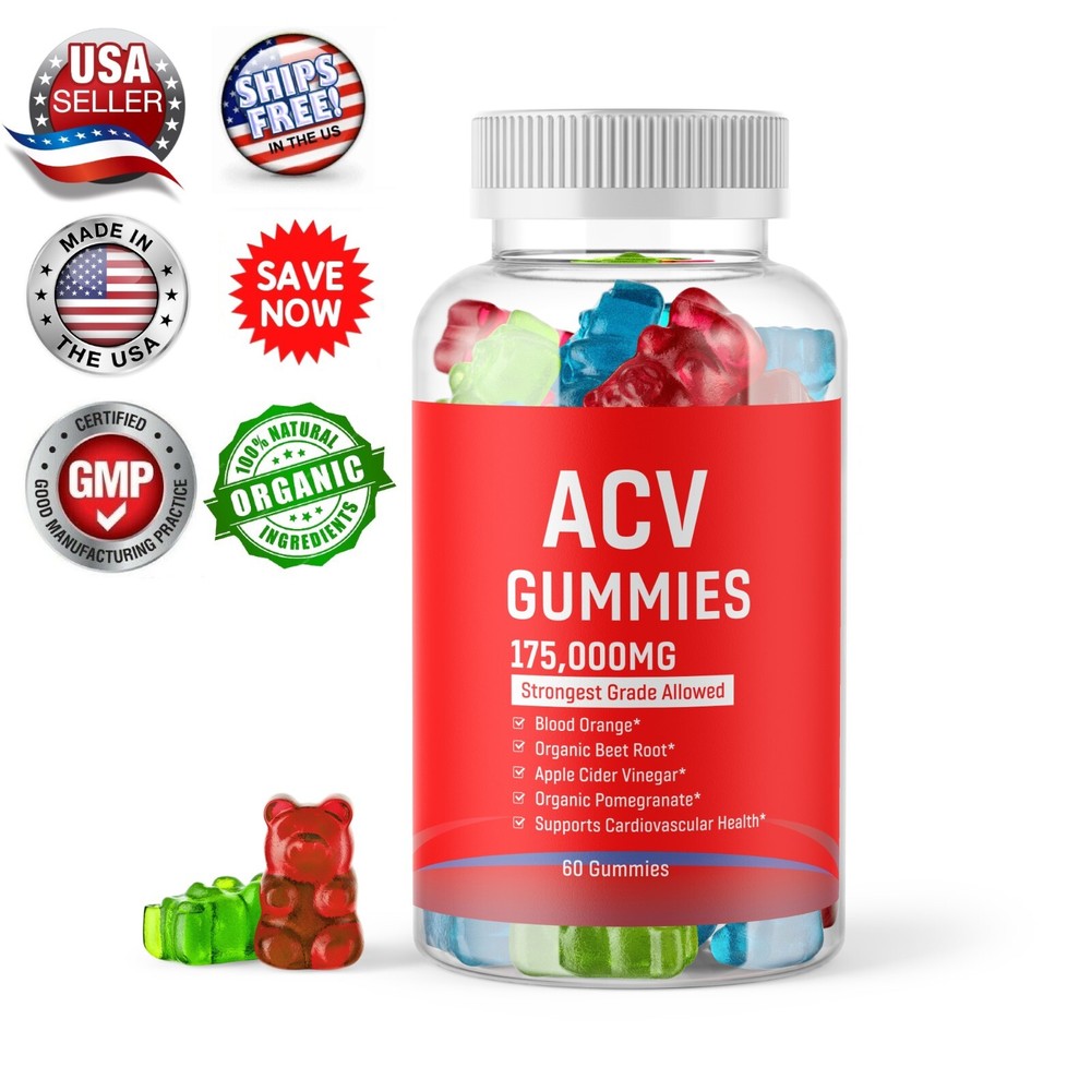 Apple Cider Vinegar Slimming Gummies 175,000mg ACV Weight Loss 60 Gummy USA Made