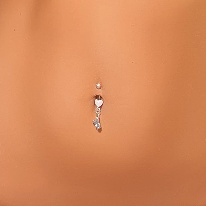 Anillo Vientre Playboy Rosa Corazón Conejito Logo Cuelga Ombligo Cuerpo Joyería Play Boy y2k Foto 4 de 4